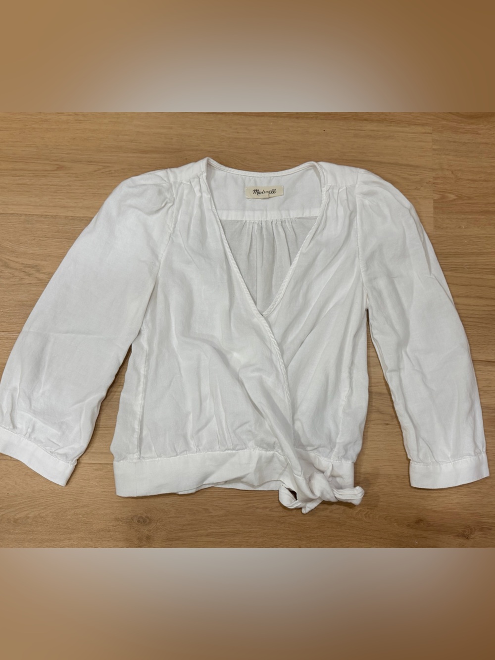 Madewell 100% Cotton White Wrap Blouse Size Small